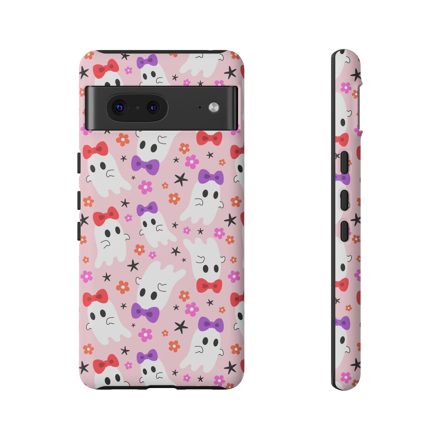 Cute Ghosts with Bows and Stars Halloween Phone Case – Tough Phone Case – Cute Spooky Design - iPhone 16 - Samsung Galaxy - Google Pixel