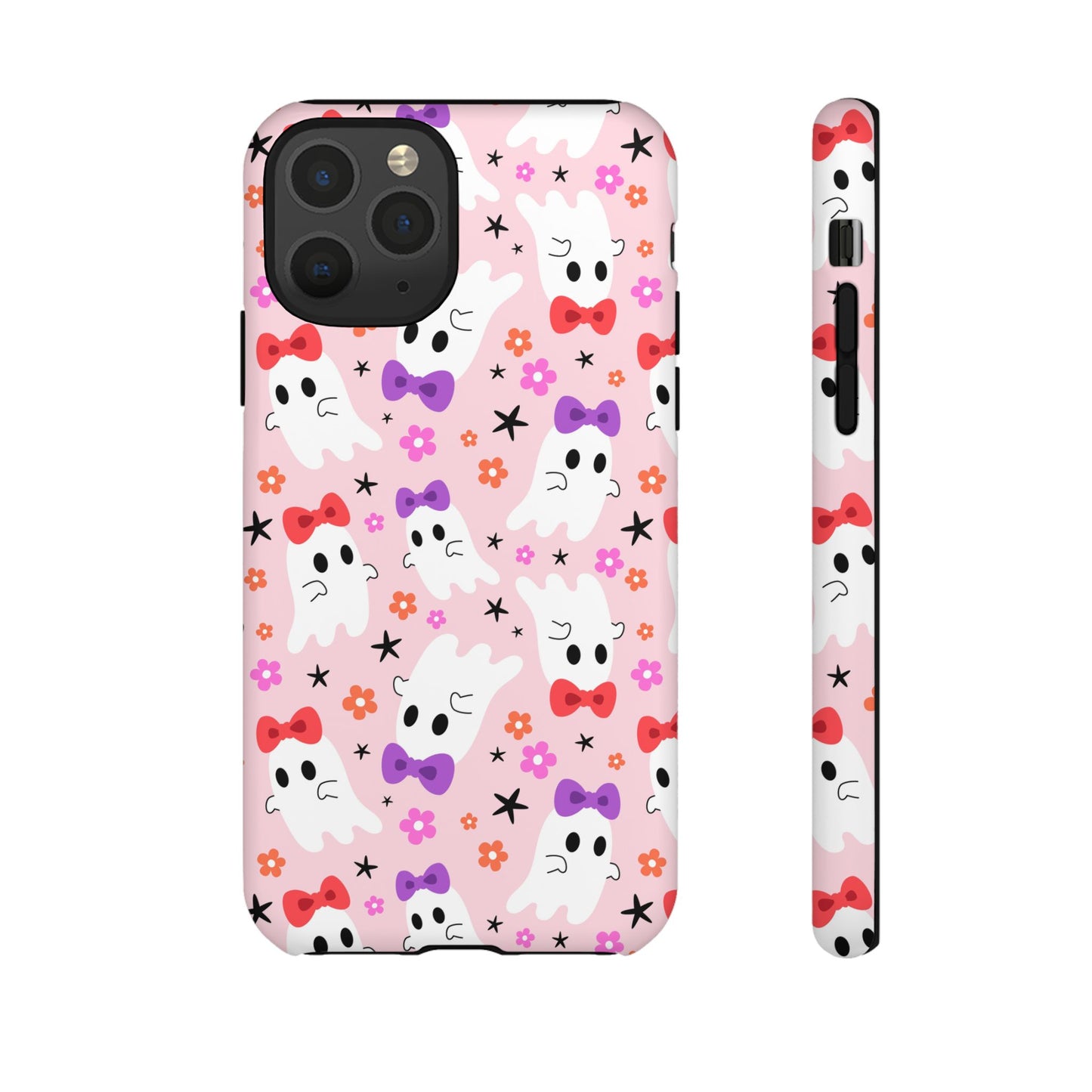 Cute Ghosts with Bows and Stars Halloween Phone Case – Tough Phone Case – Cute Spooky Design - iPhone 16 - Samsung Galaxy - Google Pixel