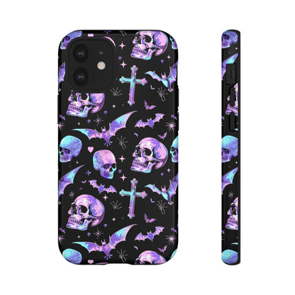 Pastel Skulls and Crosses Gothic Phone Case – Tough Phone Case – Cute Spooky Design - iPhone 16 - Samsung Galaxy - Google Pixel