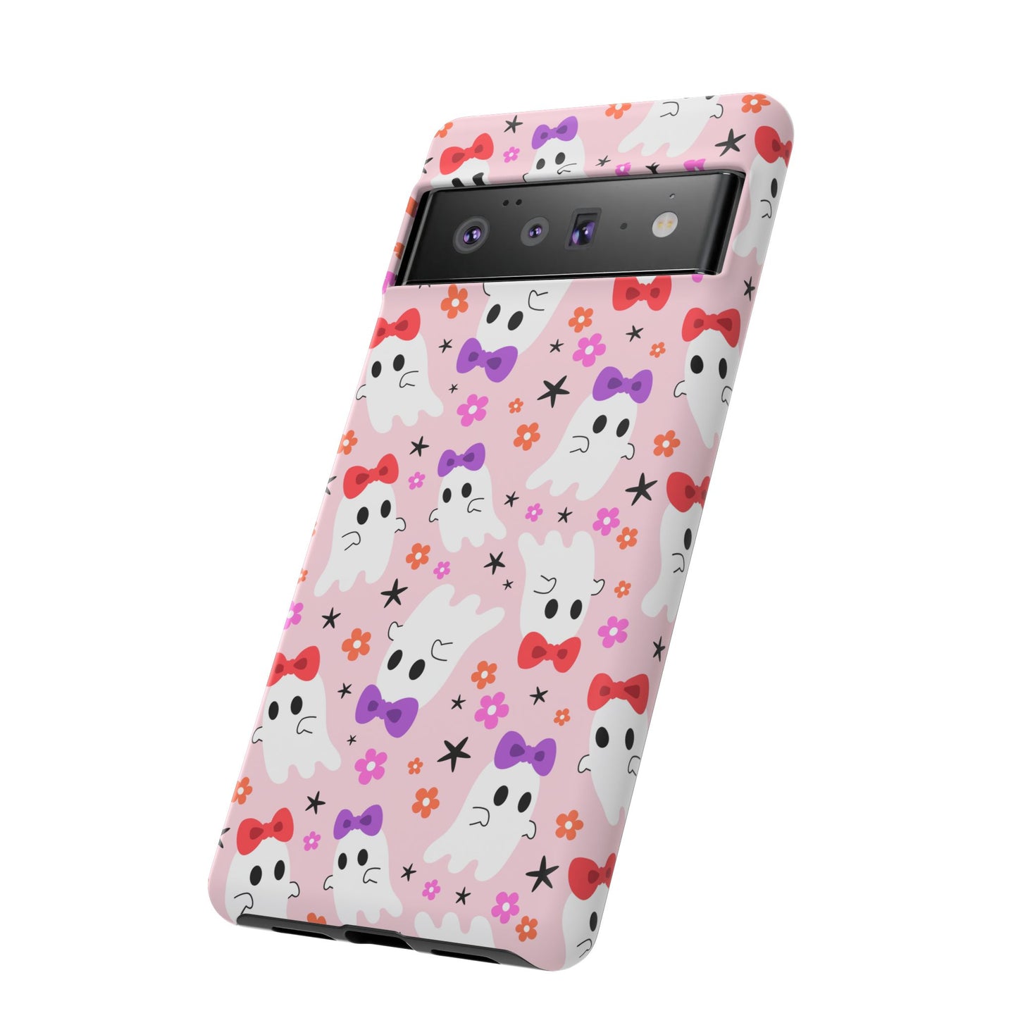 Cute Ghosts with Bows and Stars Halloween Phone Case – Tough Phone Case – Cute Spooky Design - iPhone 16 - Samsung Galaxy - Google Pixel