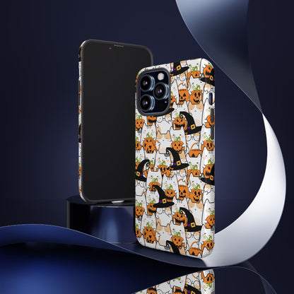 Halloween Cats and Pumpkins Phone Case – Tough Phone Case – Cute Spooky Design - iPhone 16 - Samsung Galaxy - Google Pixel