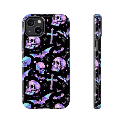 Pastel Skulls and Crosses Gothic Phone Case – Tough Phone Case – Cute Spooky Design - iPhone 16 - Samsung Galaxy - Google Pixel