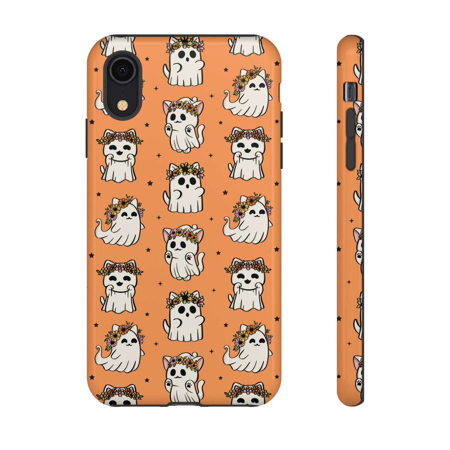 Ghost Cats and Pumpkins Halloween Phone Case – Tough Phone Case – Cute Spooky Design - iPhone 16 - Samsung Galaxy - Google Pixel