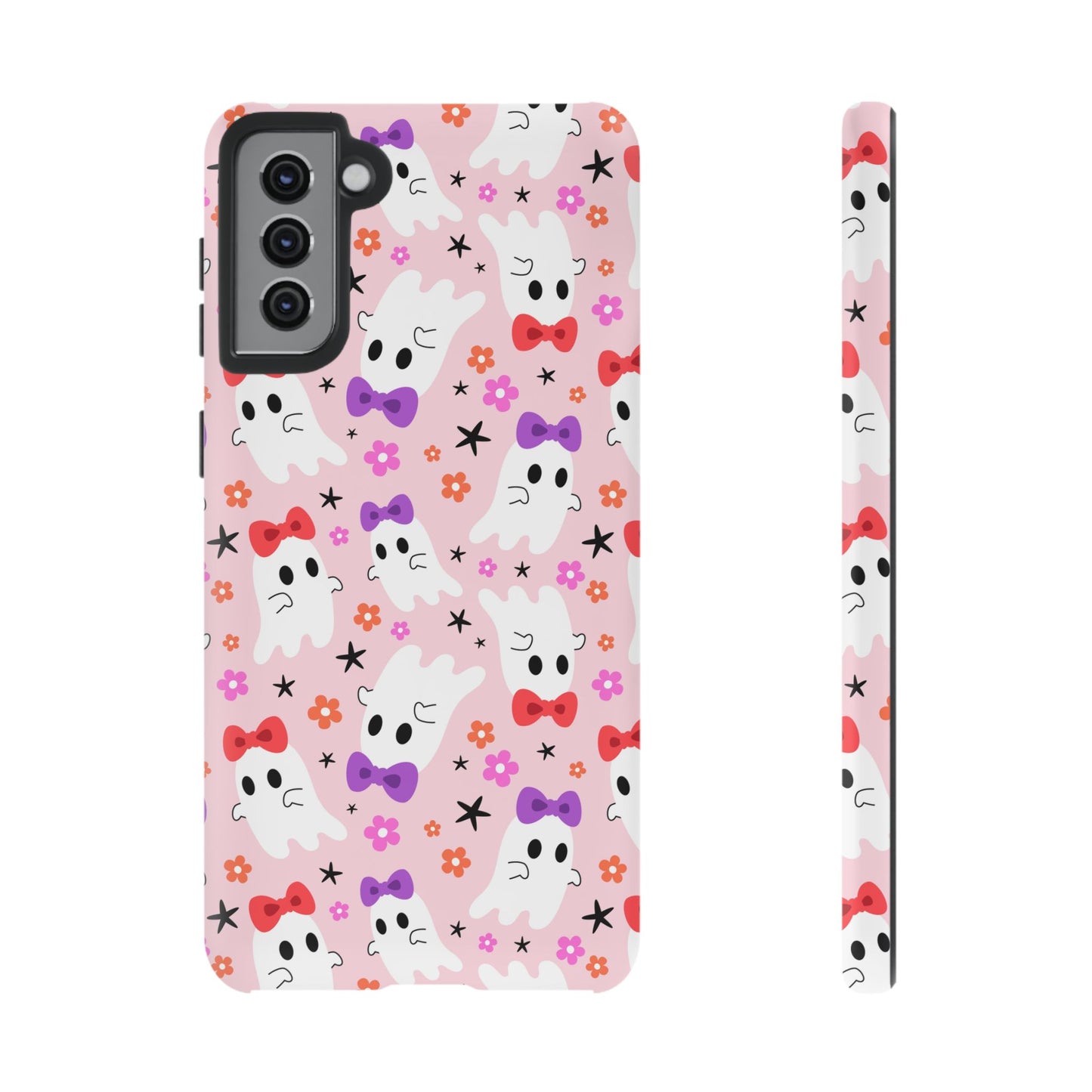 Cute Ghosts with Bows and Stars Halloween Phone Case – Tough Phone Case – Cute Spooky Design - iPhone 16 - Samsung Galaxy - Google Pixel