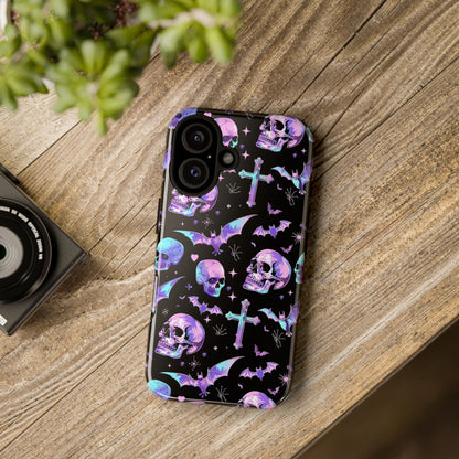 Pastel Skulls and Crosses Gothic Phone Case – Tough Phone Case – Cute Spooky Design - iPhone 16 - Samsung Galaxy - Google Pixel