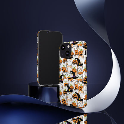 Halloween Cats and Pumpkins Phone Case – Tough Phone Case – Cute Spooky Design - iPhone 16 - Samsung Galaxy - Google Pixel