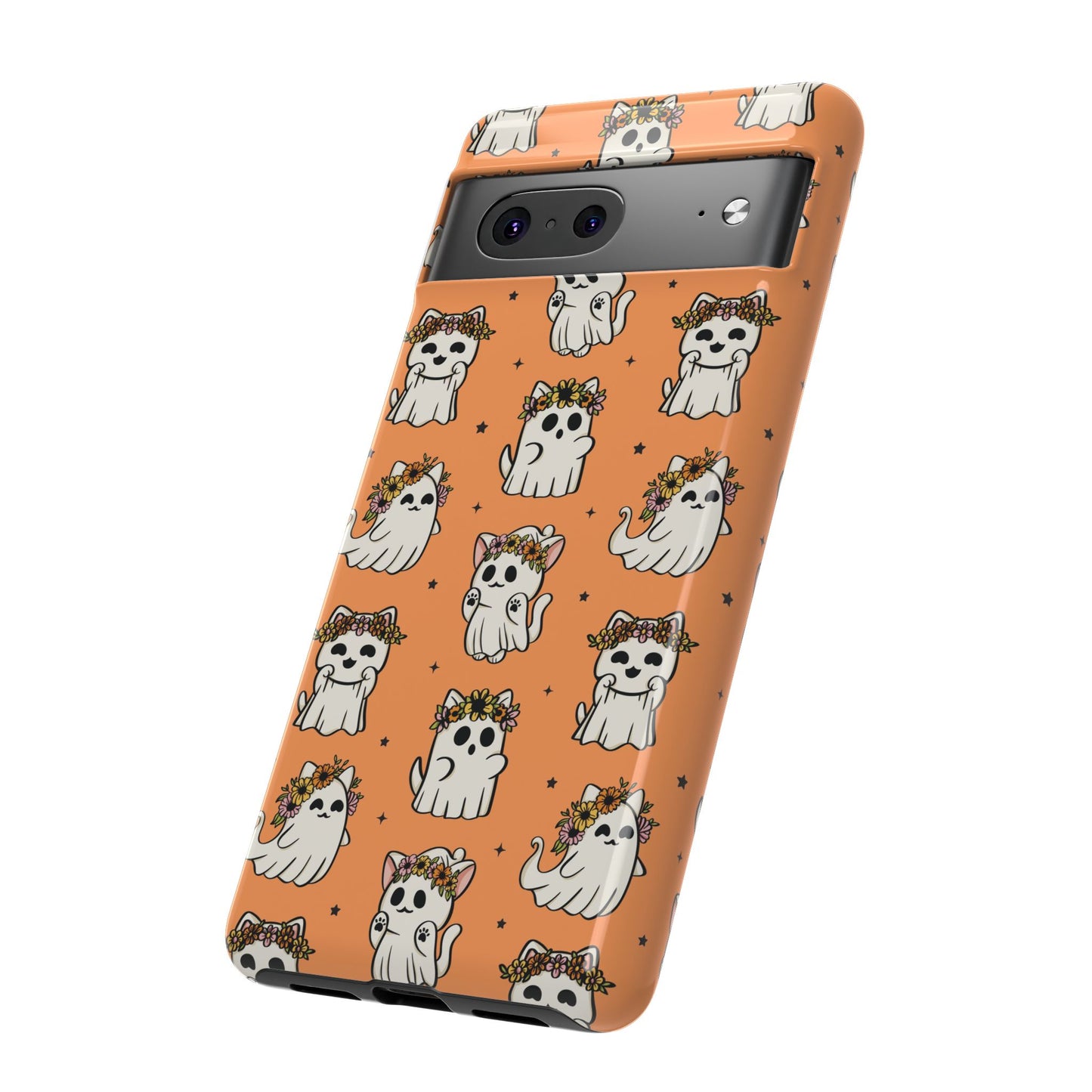 Ghost Cats and Pumpkins Halloween Phone Case – Tough Phone Case – Cute Spooky Design - iPhone 16 - Samsung Galaxy - Google Pixel