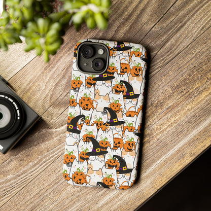 Halloween Cats and Pumpkins Phone Case – Tough Phone Case – Cute Spooky Design - iPhone 16 - Samsung Galaxy - Google Pixel