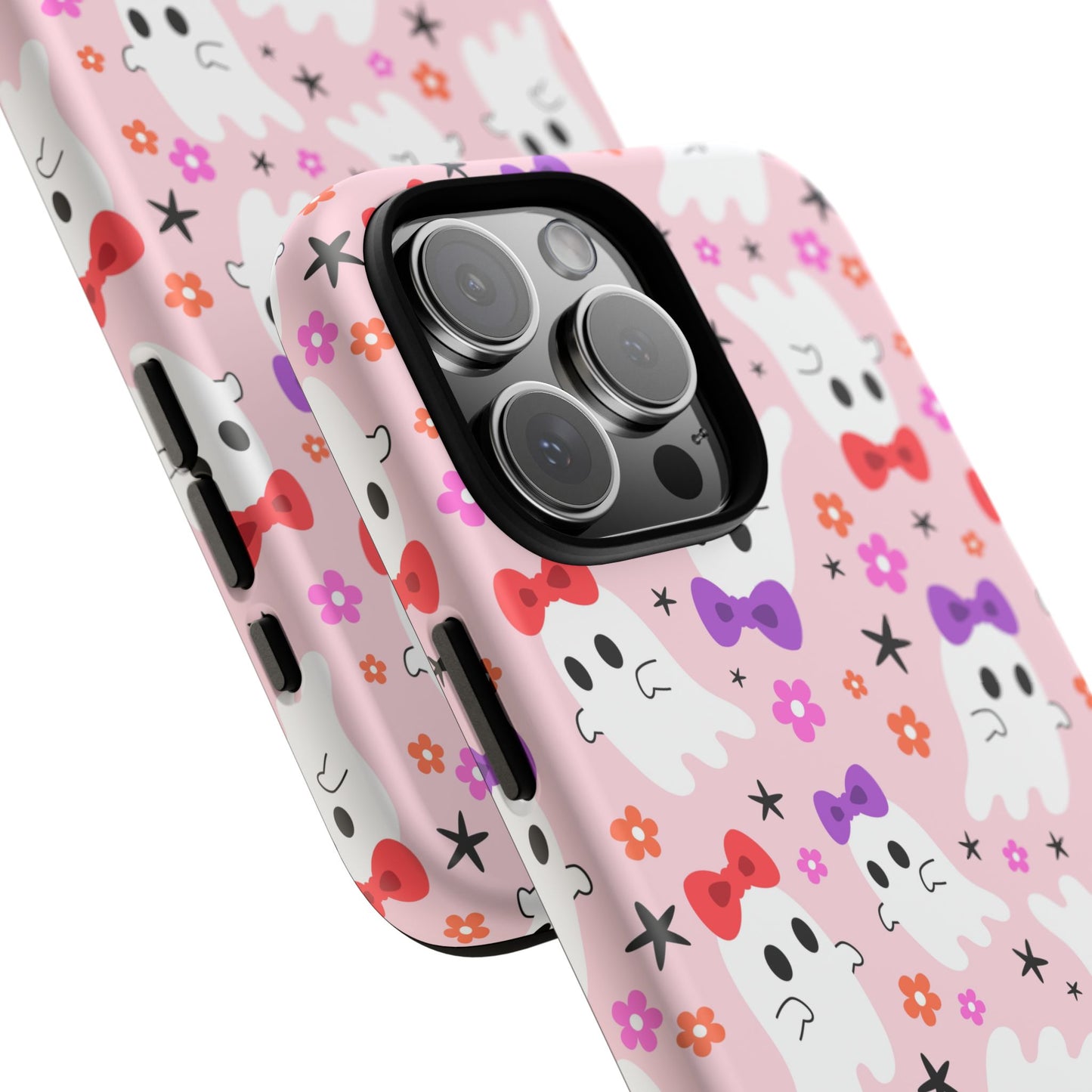 Cute Ghosts with Bows and Stars Halloween Phone Case – Tough Phone Case – Cute Spooky Design - iPhone 16 - Samsung Galaxy - Google Pixel