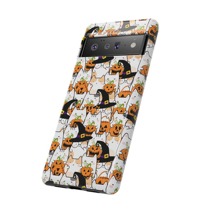 Halloween Cats and Pumpkins Phone Case – Tough Phone Case – Cute Spooky Design - iPhone 16 - Samsung Galaxy - Google Pixel