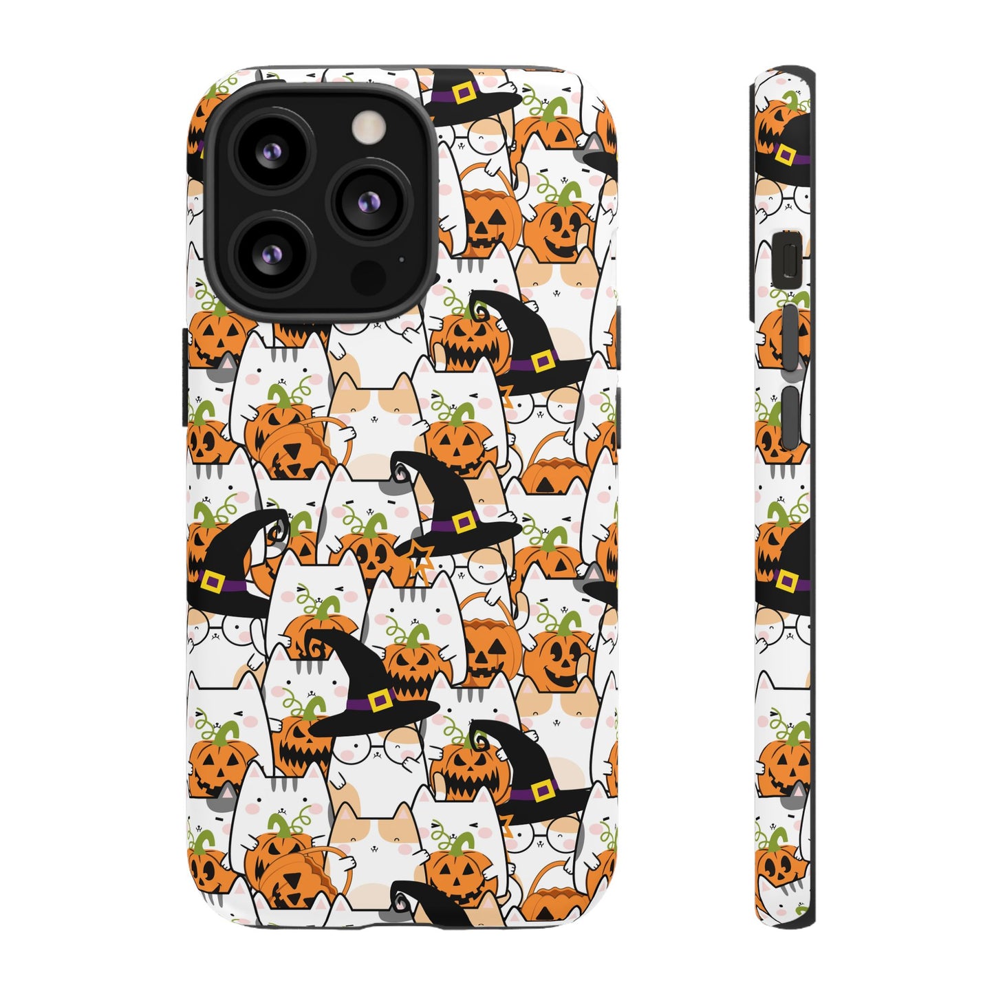 Halloween Cats and Pumpkins Phone Case – Tough Phone Case – Cute Spooky Design - iPhone 16 - Samsung Galaxy - Google Pixel