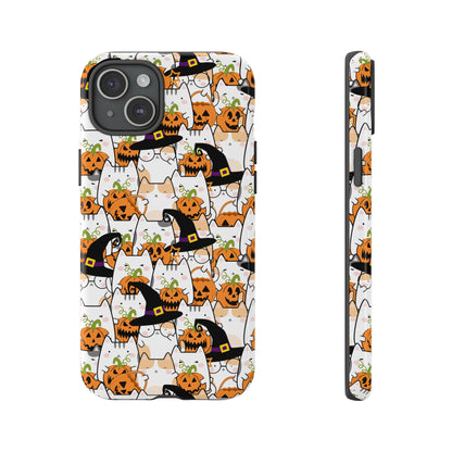 Halloween Cats and Pumpkins Phone Case – Tough Phone Case – Cute Spooky Design - iPhone 16 - Samsung Galaxy - Google Pixel