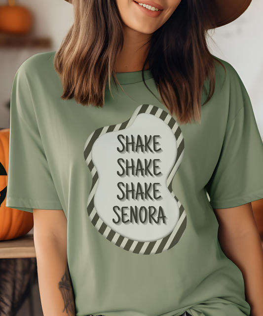 Shake Shake Shake Senora "Beetle Juice" Halloween T-Shirt | Funny Beetle-Inspired Graphic Tee | Spooky Insect Design Shirt for Horror Lovers