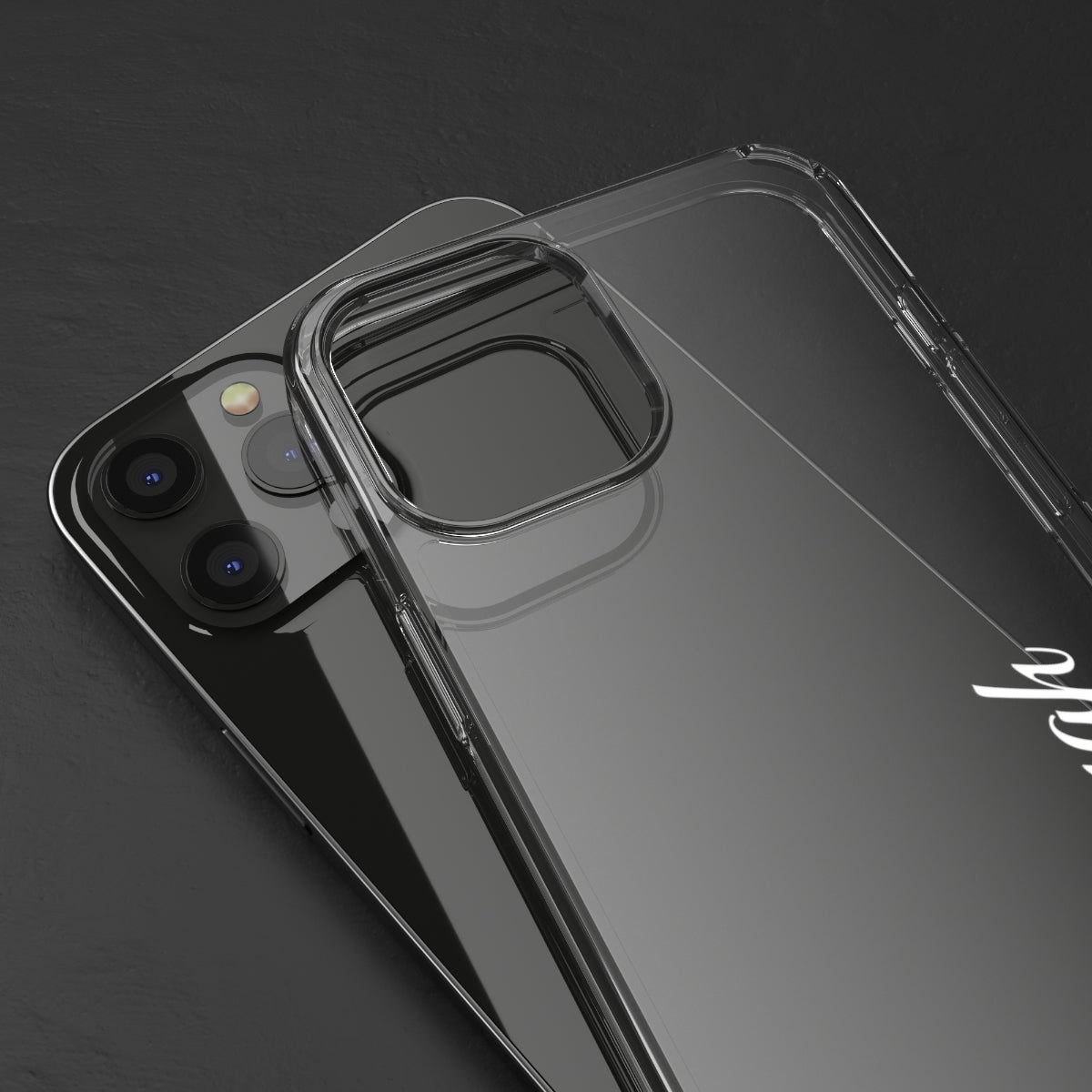 Custom Name Clear Phone Case – Slim, Shock-Absorbing & Wireless Charging Compatible